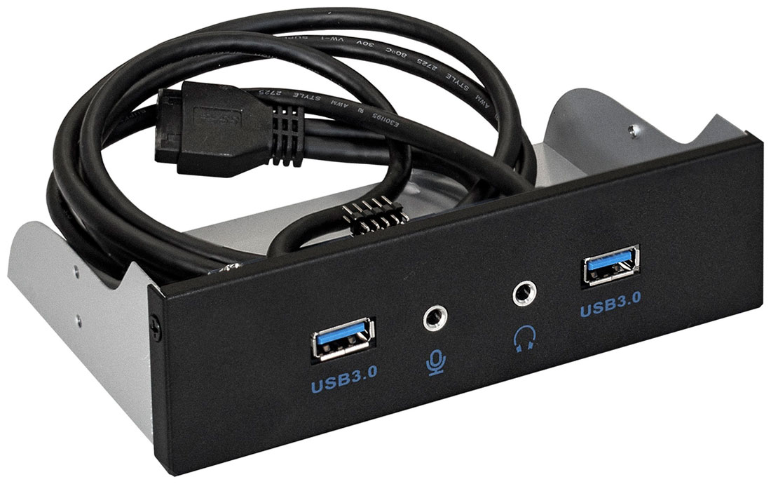 Изображение товара Планка USB на переднюю панель ExeGate U5H-627 5.25 для USB 3.0 и гарнитуры