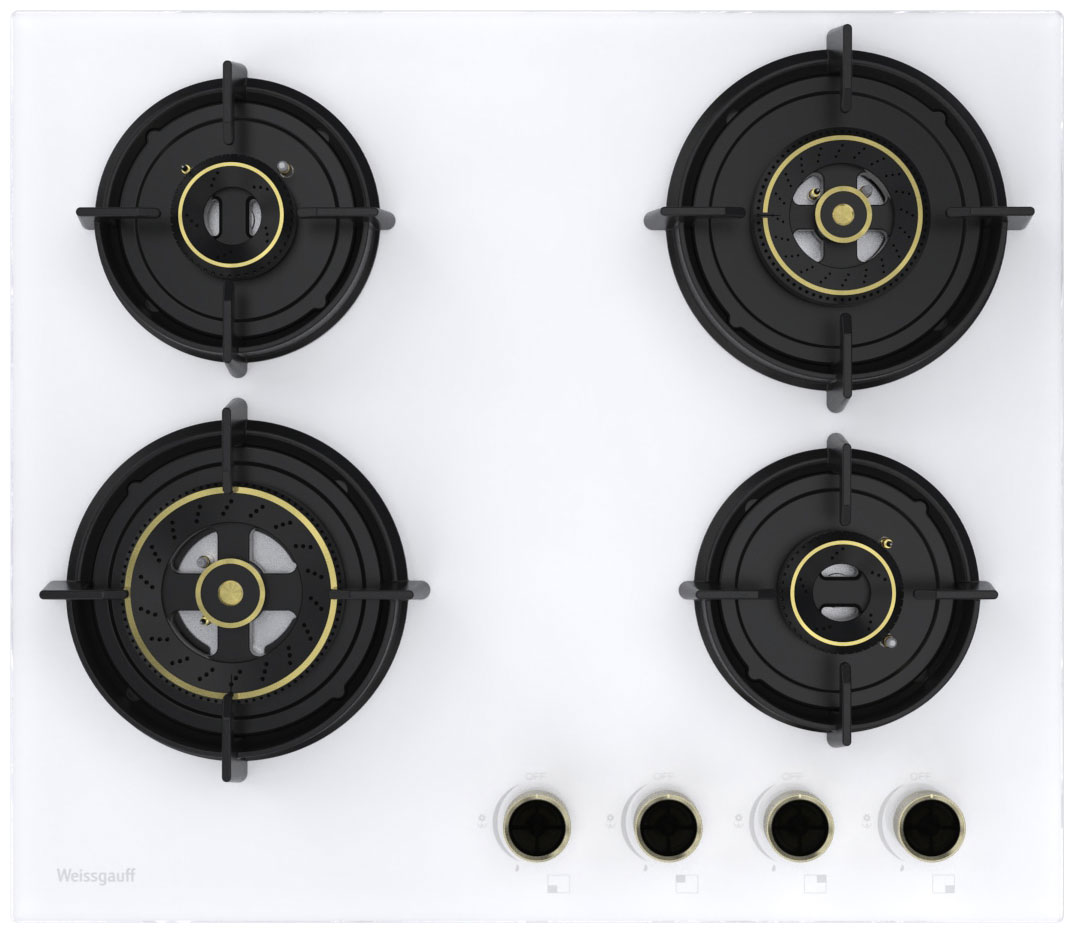 Изображение товара Газовая варочная панель Weissgauff HGG 640 WG Premium Brass 4 конфорки с WOK