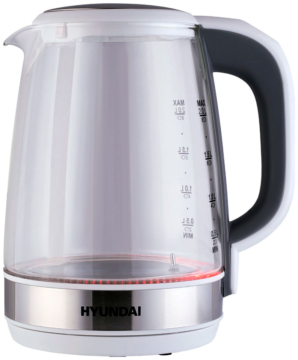 Изображение товара Чайник электрический Hyundai HYK-G8880, 2л., 2200Вт, серый/серебристый (стекло)