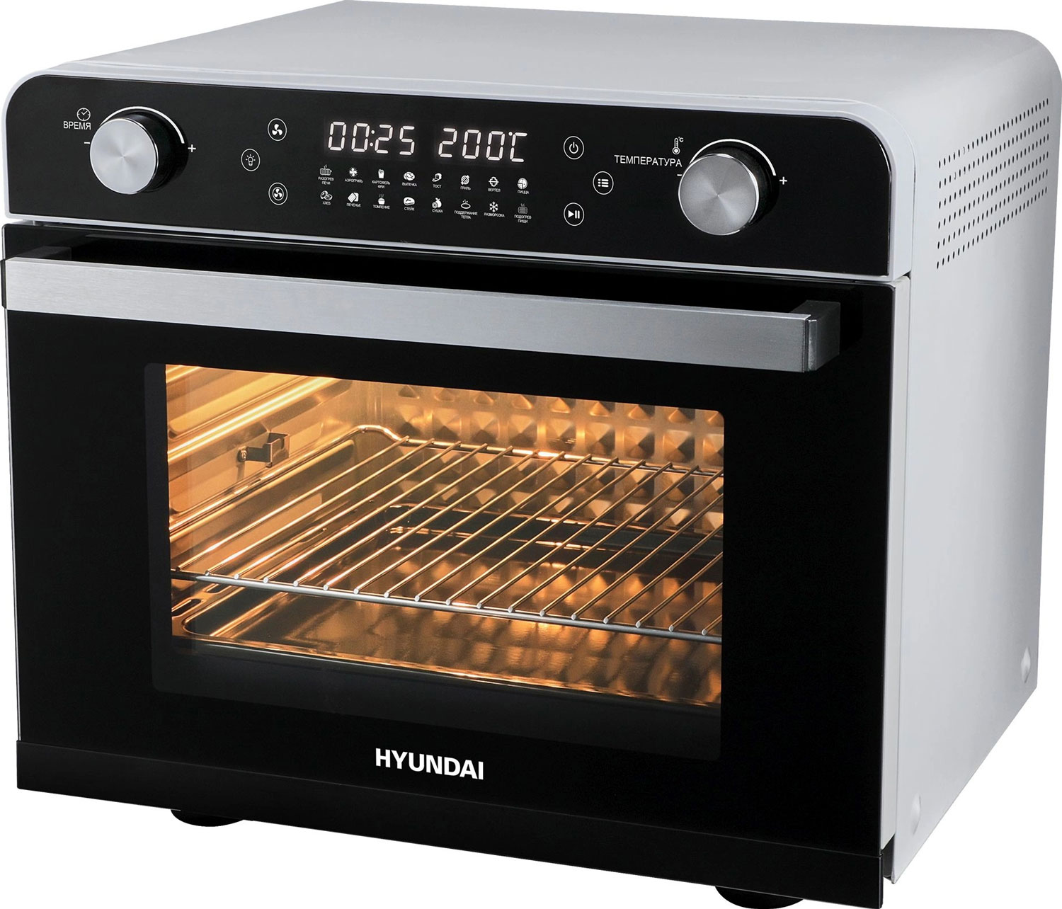 Изображение товара Мини-печь Hyundai MIO-HY087 36 л., 1700 Вт, серебристый/черный