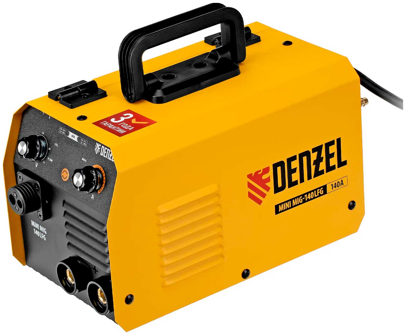Изображение товара Аппарат инверторный полуавтоматической сварки Denzel Mini MIG-140LFG (94305)
