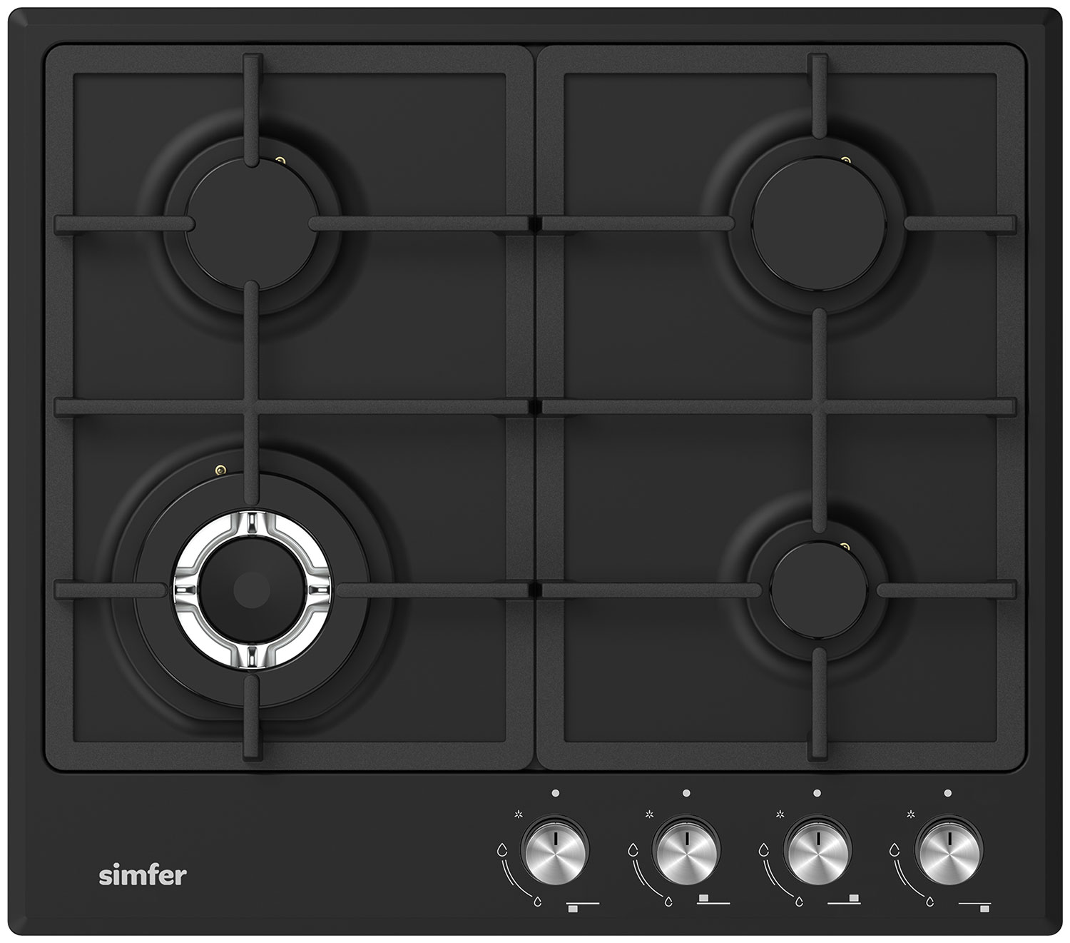Изображение товара Газовая варочная панель Simfer H60V41B525 4 конфорки черная эмаль Турция