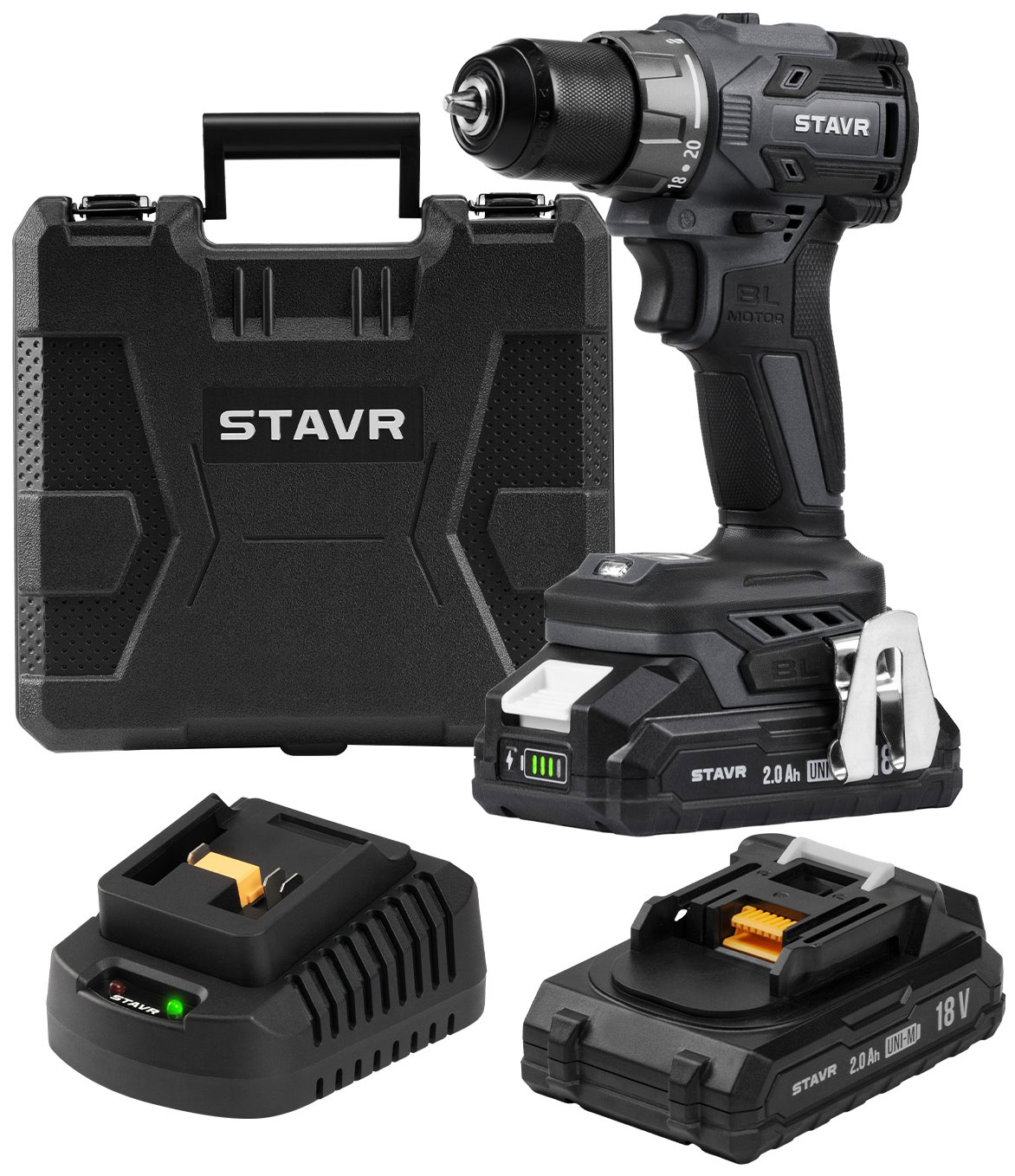 Изображение товара Дрель-шуруповерт Ставр SDD 18BL-2K с 2 аккумуляторами и регулировкой крутящего момента