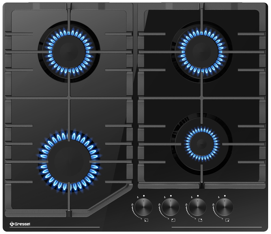 

Газовая варочная панель Gressel U60H40S088, Черный
