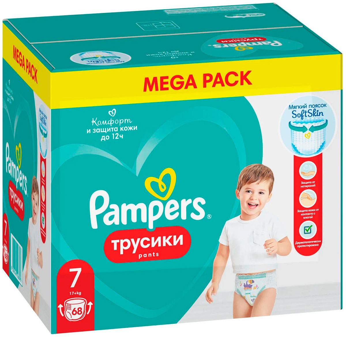 Изображение товара Подгузники-трусики Pampers Размер 7, 68 шт, мягкая защита, до 12 часов