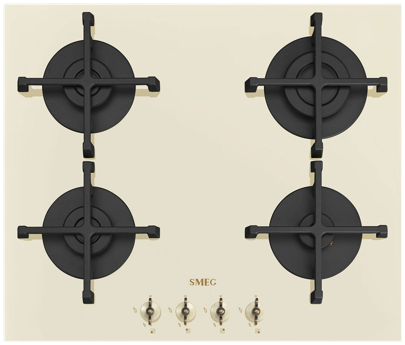 Изображение товара Газовая варочная панель Smeg PV864PO с 4 конфорками и закалённым стеклом