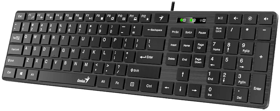 цена Клавиатура проводная мультимедийная Genius SlimStar 126, черный