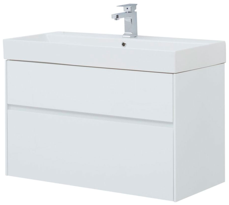 Изображение товара Тумба под раковину Aquanet Бруклин 100 белый напольная и подвесная МДФ ЛДСП