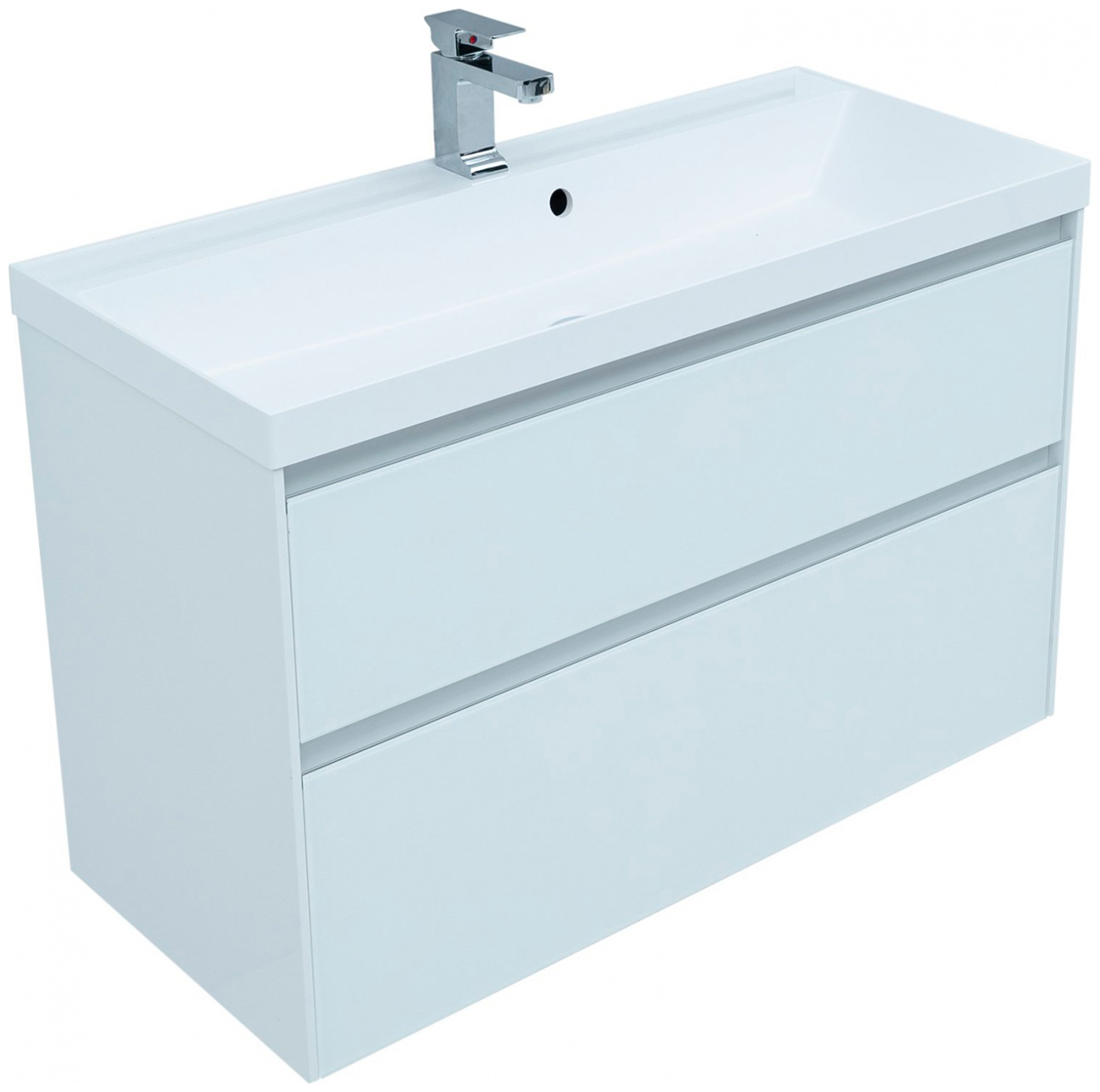 Изображение товара Тумба под раковину Aquanet Гласс 100 белый, напольная и подвесная