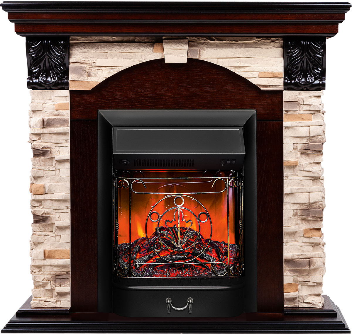 Изображение товара Каминокомплект Realflame DUBLIN ROCK STD/EUG AO MAJESTIC BL стиль кантри с имитацией пламени