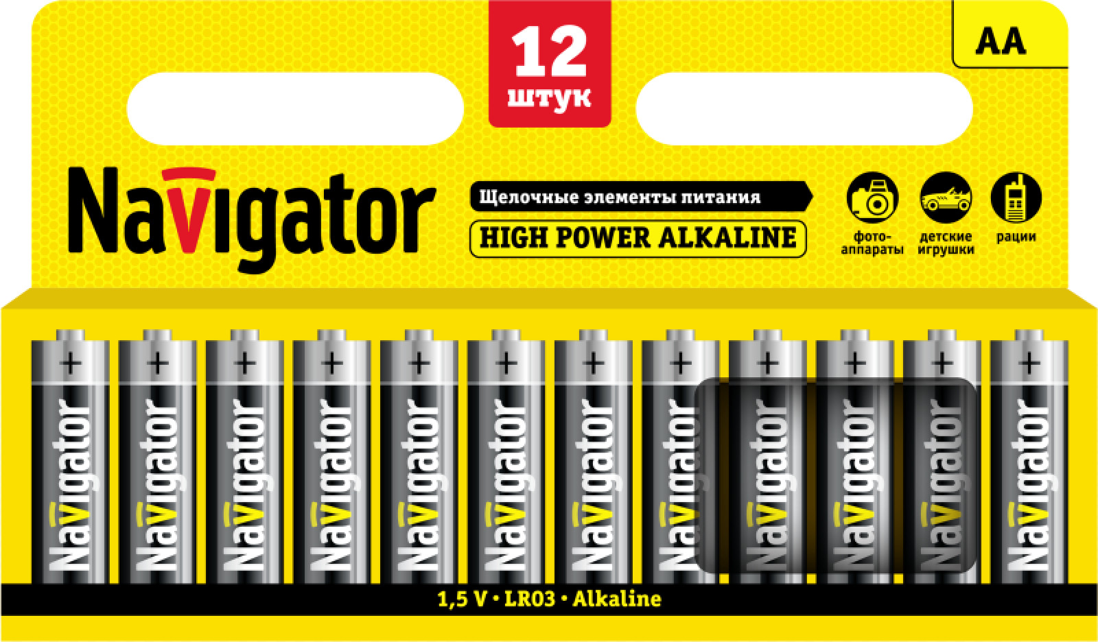 Изображение товара Элемент питания алкалиновый Navigator AA/LR6 12 шт блистер