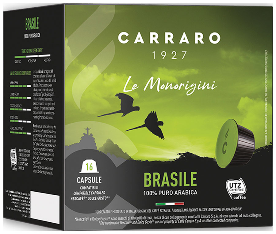 Кофе в капсулах Carraro DG BRASILE 16шт кофе в капсулах carraro cioccolato 16 шт