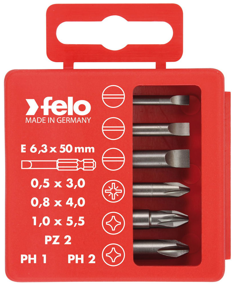 Изображение товара Набор бит шлицевых и крестовых Felo PZ2 и PH1-2 50 мм 6 шт