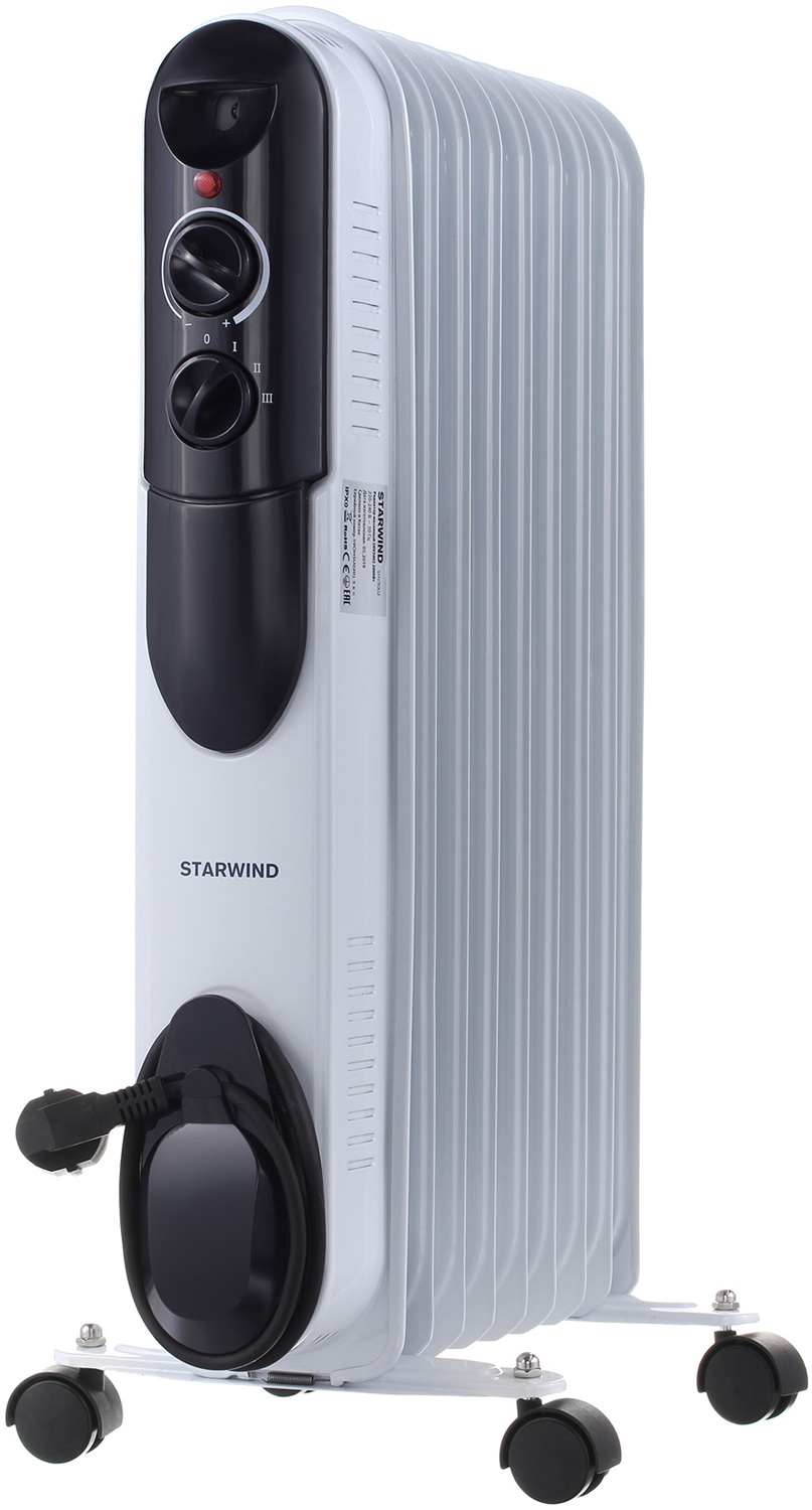 Масляный обогреватель Starwind SHV3003, белый starwind радиатор масляный starwind shv3003 2500вт белый