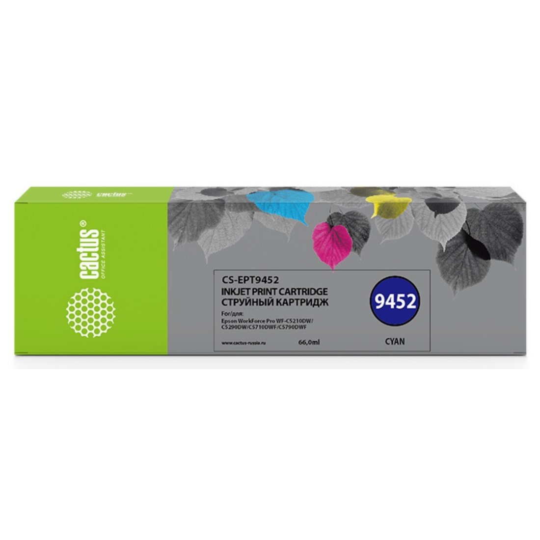 Изображение товара Картридж струйный Cactus CS-EPT9452 T9452 голубой (66мл) для Epson WF-C5290DW/C5790DW