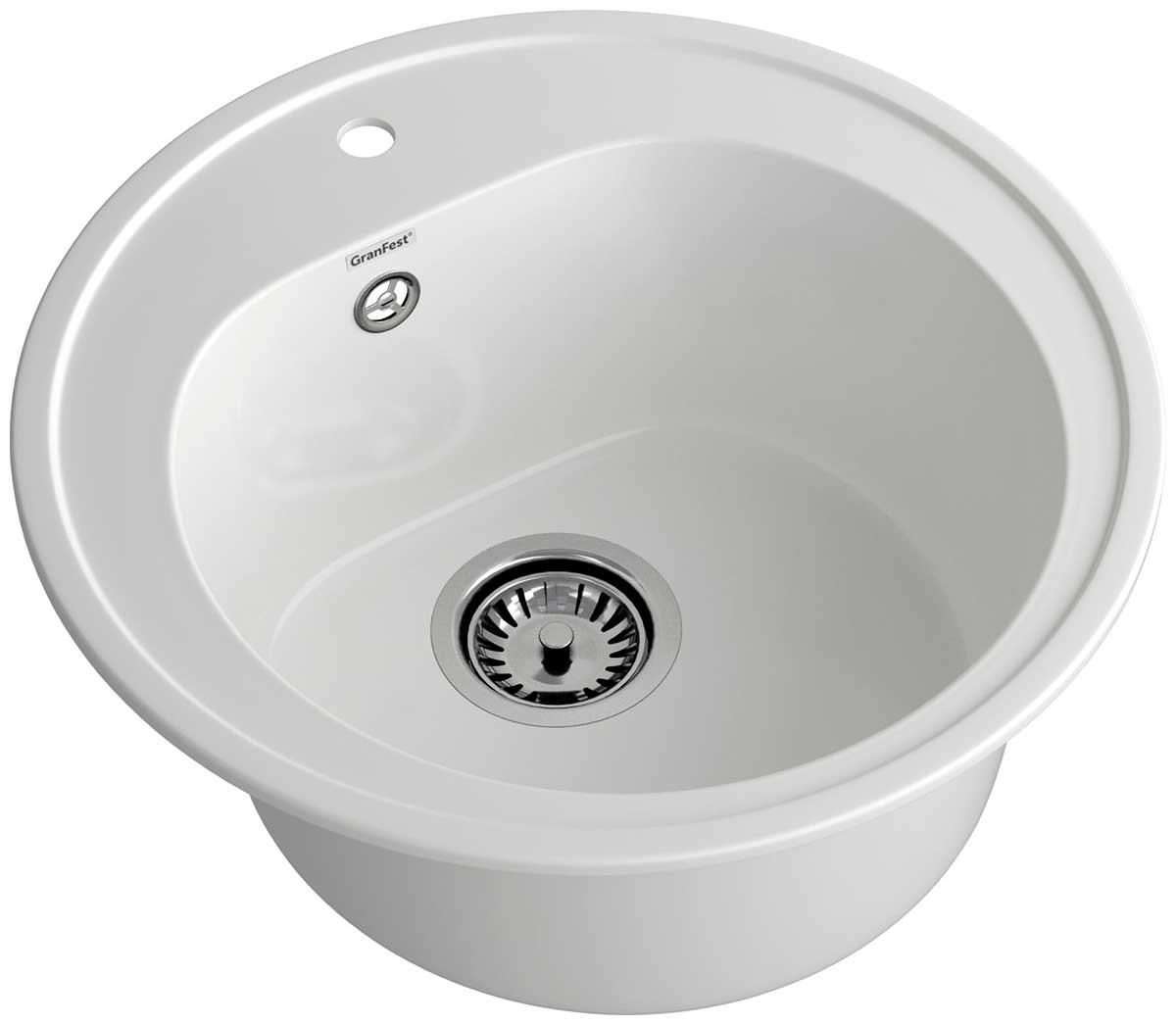 Изображение товара Кухонная мойка GranFest RONDO 510, 1-чаша, мрамор, иней, диаметр D-508мм