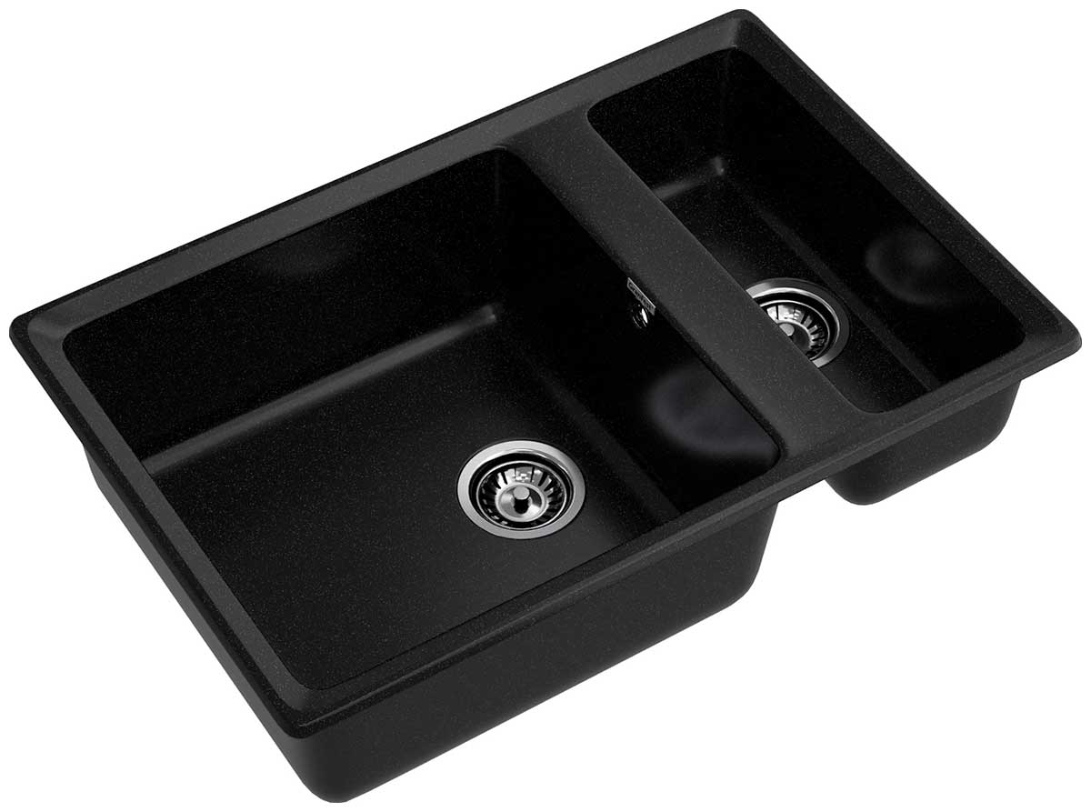 Изображение товара Кухонная мойка GranFest LEVEL 760K 1.5-чаши черная из мрамора врезная