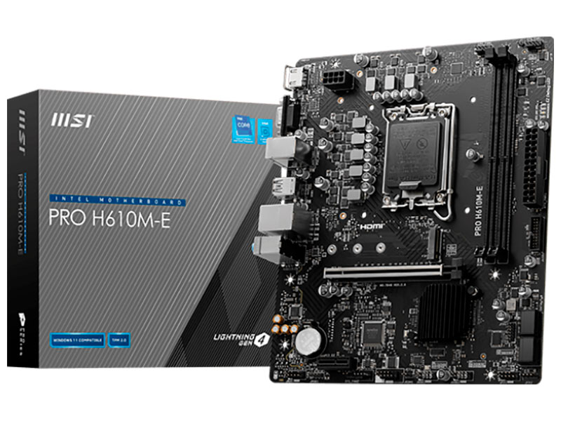 

Материнская плата MSI PRO H610M-E (LGA1700, mATX), Черный