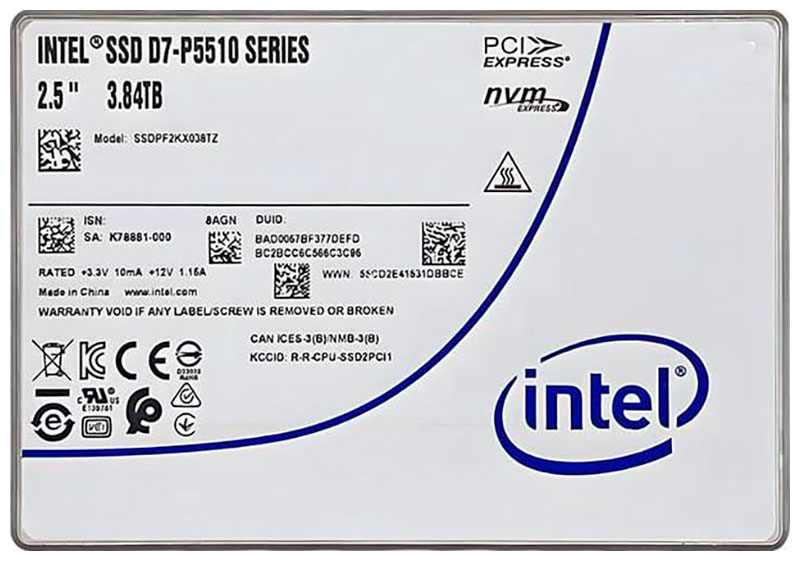 Изображение товара Серверный SSD накопитель Intel 2.5 U.2 D7-P5510 3840 Гб PCIe 4.0 NVMe