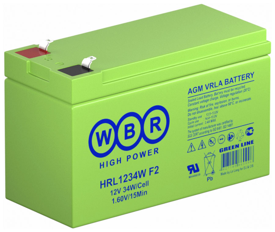 

Аккумуляторная батарея для ИБП WBR HRL1234W F2 (12В, 9Ач), Зеленый