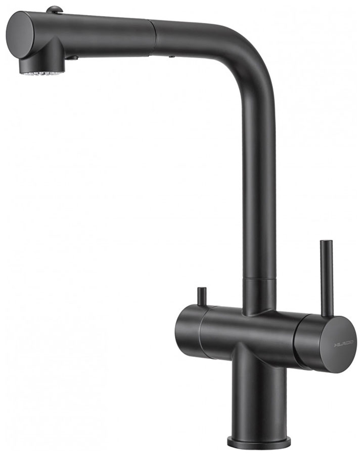 Изображение товара Современный смеситель для кухни с фильтром Milacio Ultra 561 total black с вытяжным изливом