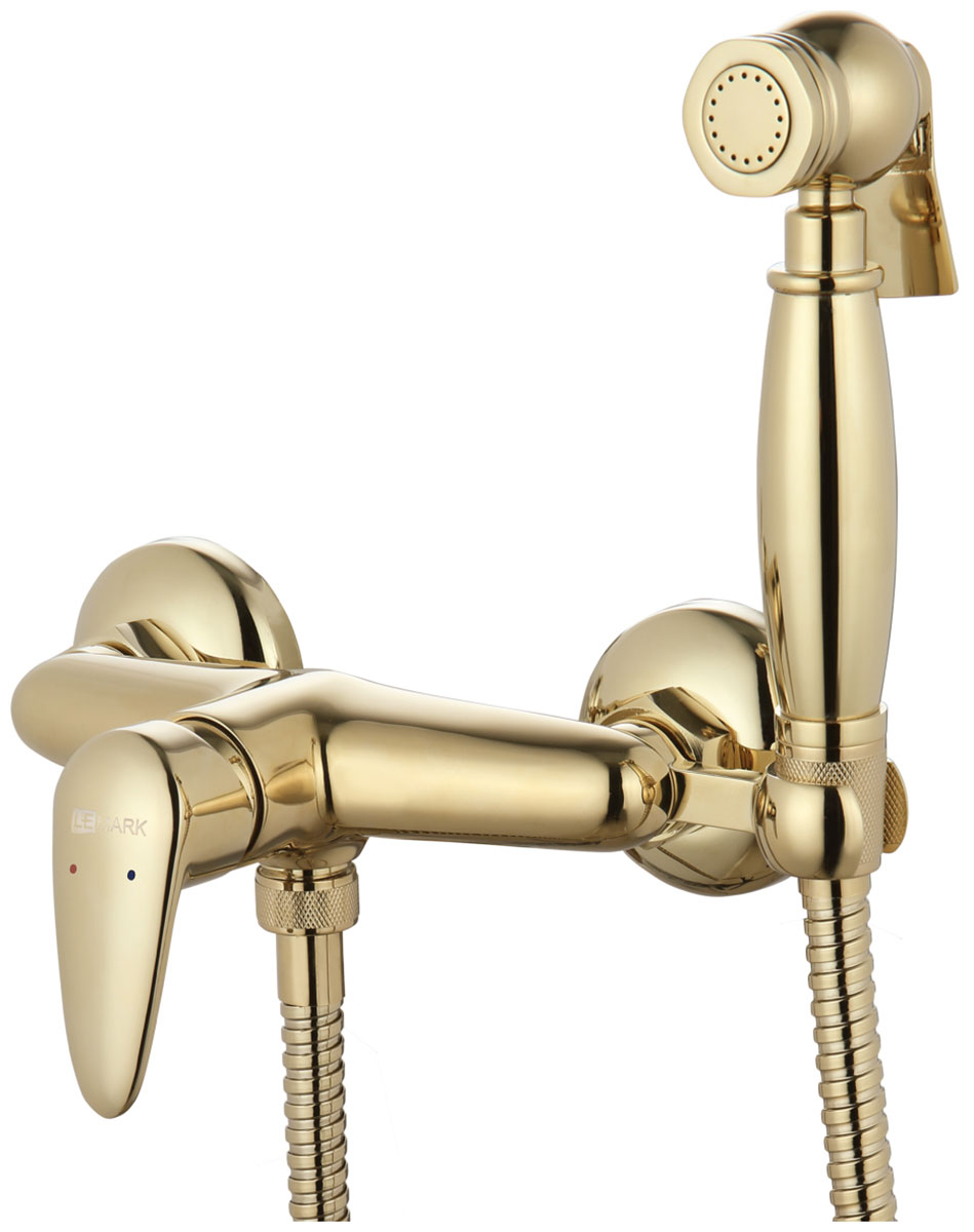 Изображение товара Смеситель настенный с гигиеническим душем Lemark LM3318G золото