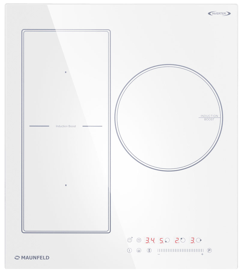 Изображение товара Электрическая варочная панель Maunfeld CVI453SBWH Inverter стеклокерамика 3 индукционные конфорки