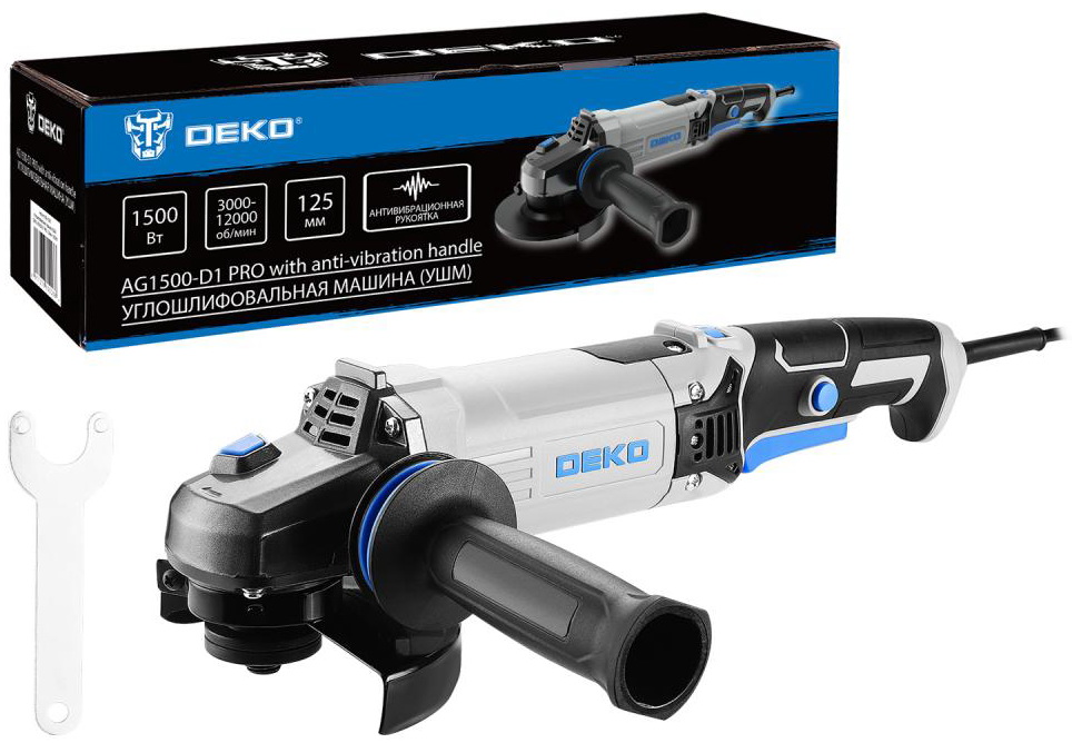 Угловая шлифовальная машина болгарка Deko AG1500-D1 PRO 125 мм 1500 Вт 083-1028 4999₽