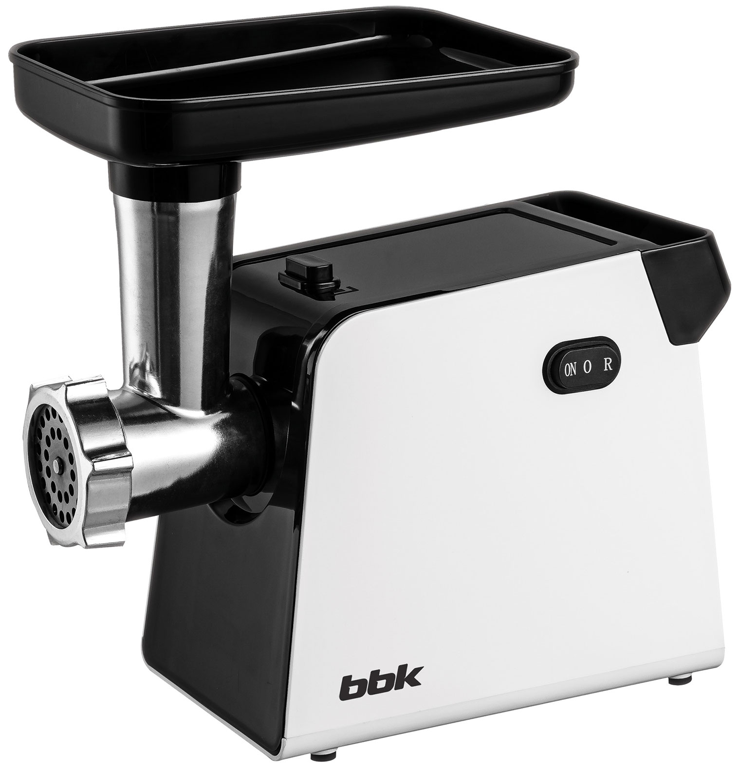 Изображение товара Мясорубка BBK MG2007 черный/белый с функцией реверса и 4 насадками