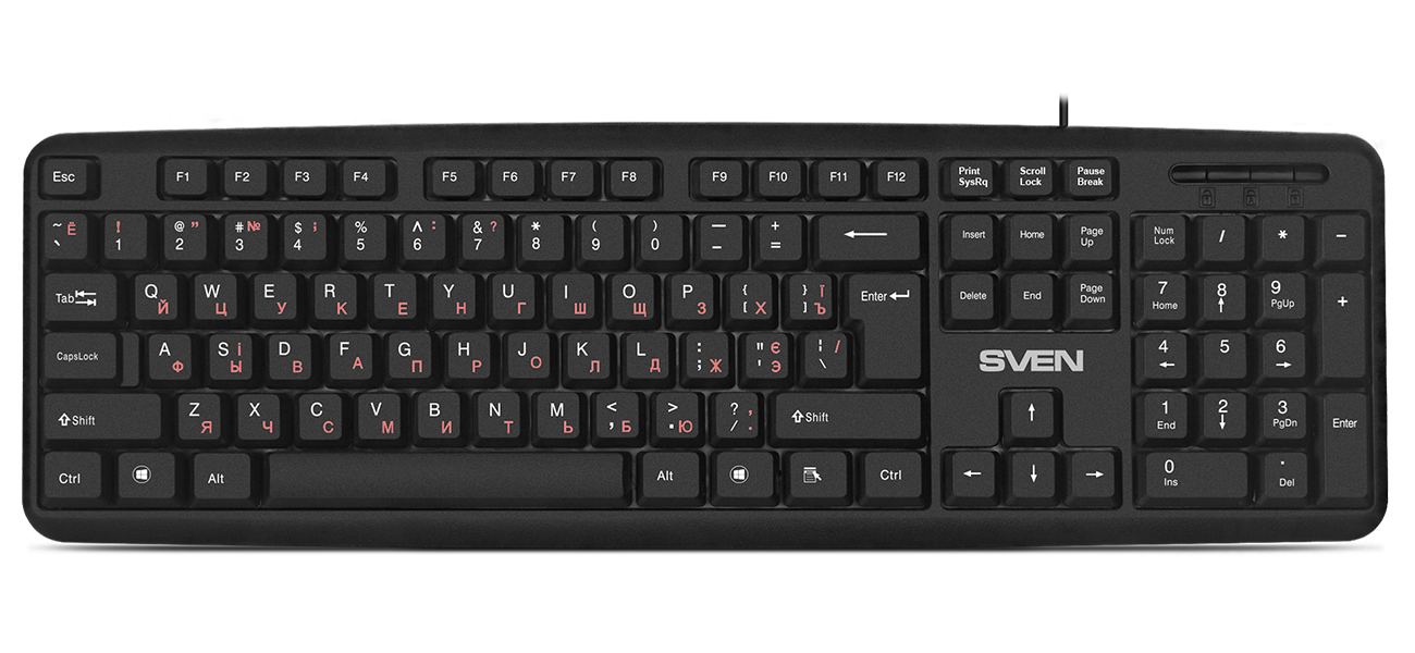 Изображение товара Клавиатура Sven KB-S230 черная проводная с подсветкой 104 клавиши