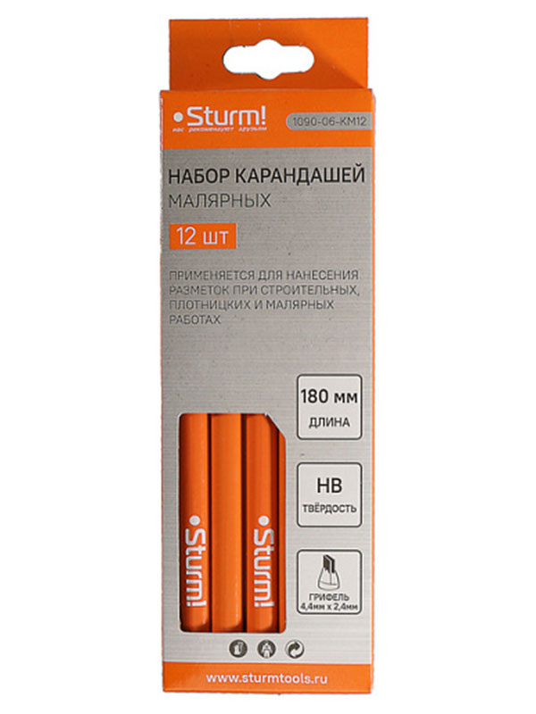 Изображение товара Набор карандашей малярных Sturm! 12 шт, длина 175 мм (1090-06-KM12)