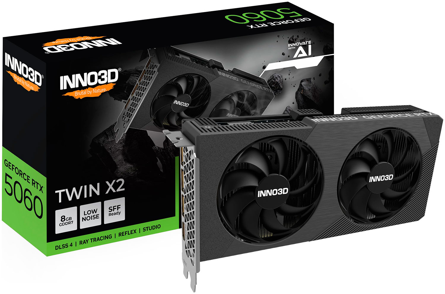 Изображение товара Видеокарта INNO3D GeForce RTX 5060 Twin X2 8G (N50602-08D7-195071N)