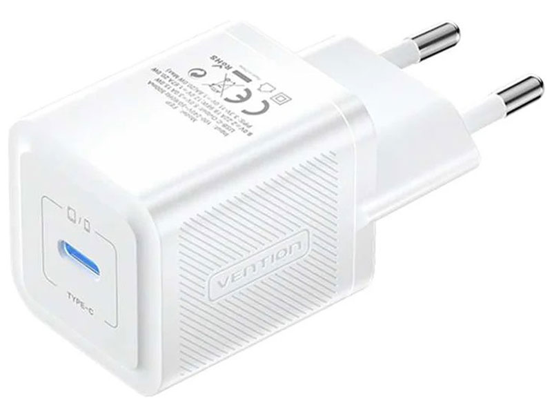 Изображение товара Сетевое зарядное устройство Vention на 1 порт USB С, GaN, 20W, белый (FEPW0-EU)