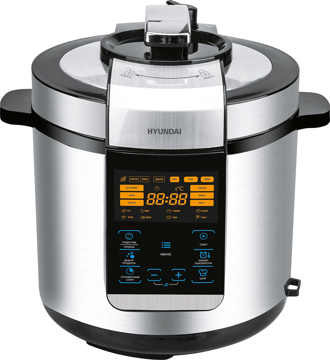 Изображение товара Мультиварка-скороварка Hyundai HYMC-2406, 6 л., 1000 Вт, серебристый/черный