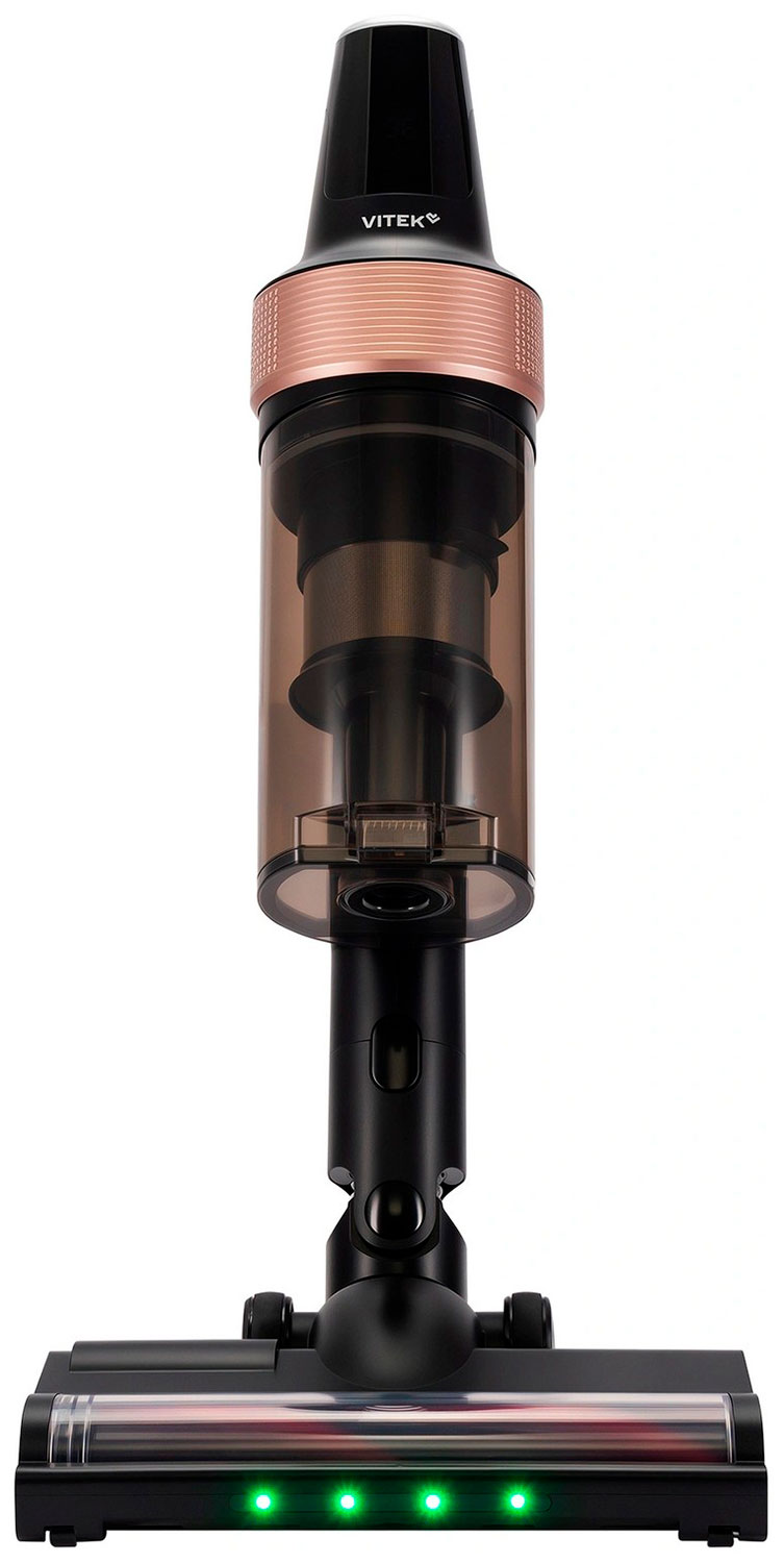 Изображение товара Пылесос вертикальный Vitek VT-CLS01AQUA, 450Вт, черный/медный