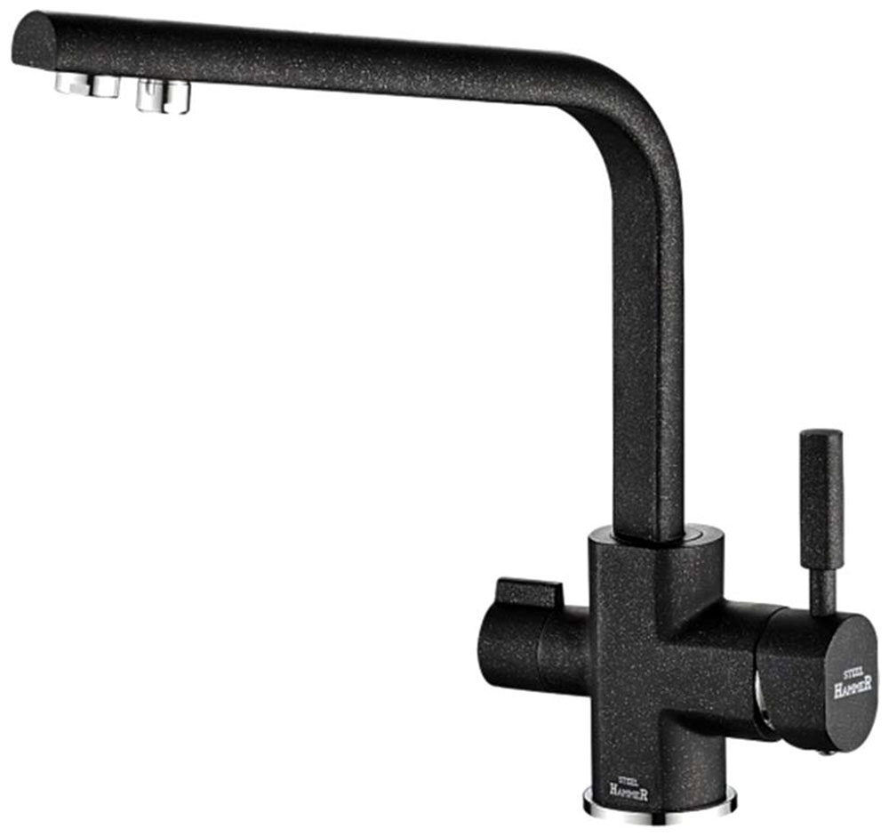 Изображение товара Смеситель для кухни Zorg SH 909 BLACK CR под фильтр 2 в 1 латунь черный металлик