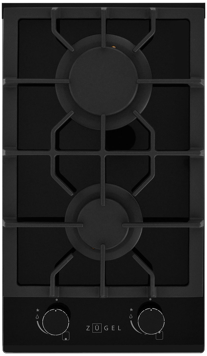 Изображение товара Газовая варочная панель Zugel ZGH291B черная с 2 конфорками и электроподжигом
