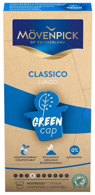 Кофе капсульный Movenpick Lungo Classico Green Cap 10 капсул по 5,8г кофе капсульный jacobs lungo 8 intenso 10х5 2 г