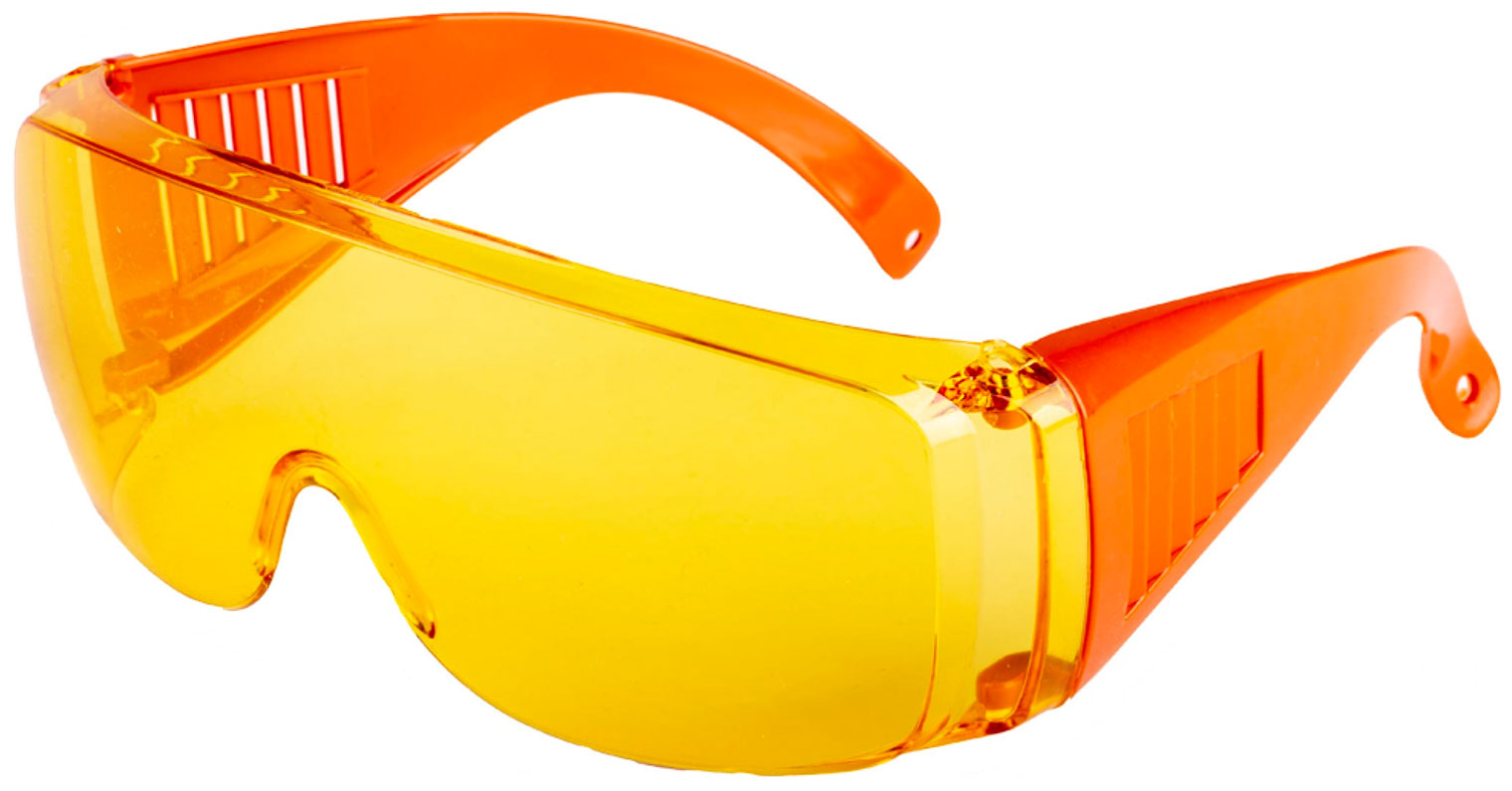 Изображение товара Защитные очки AMIGO желтые с оранжевыми дужками 74309 для защиты глаз