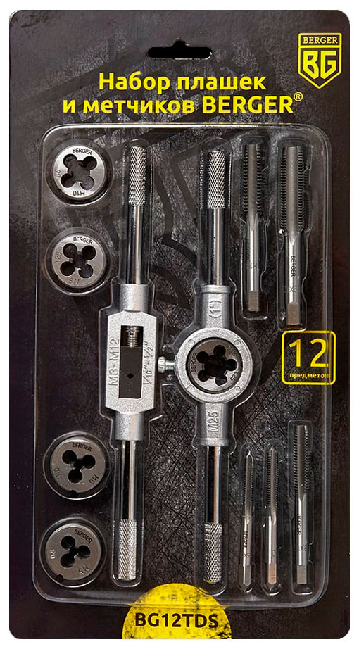 

Набор плашек и метчиков, 12 предметов Berger BG12TDS