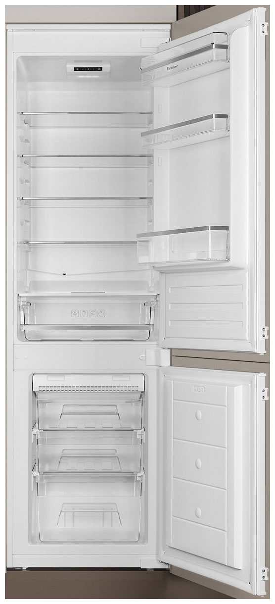 Изображение товара Встраиваемый двухкамерный холодильник Evelux FI 2211 D электропривод белый