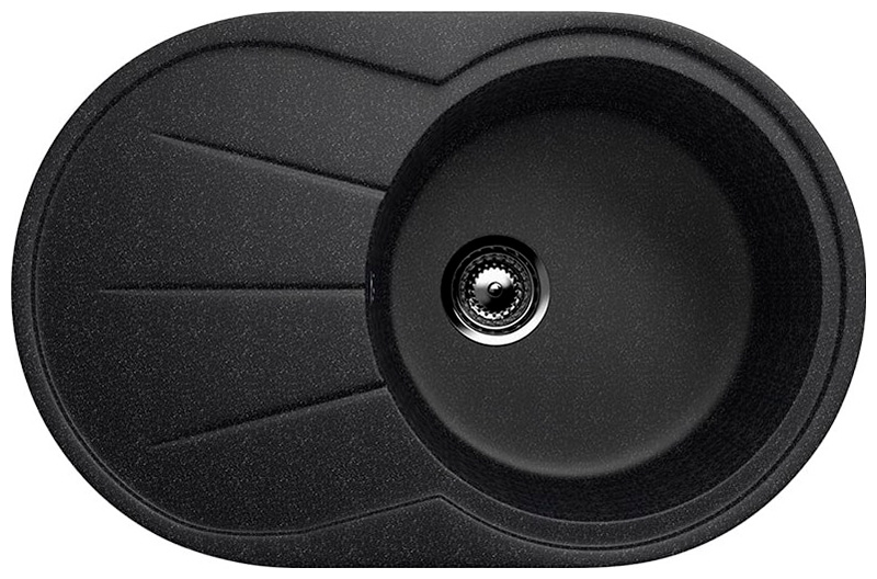 Изображение товара Кухонная мойка из искусственного камня Ulgran U-503 черный овальная с крылом