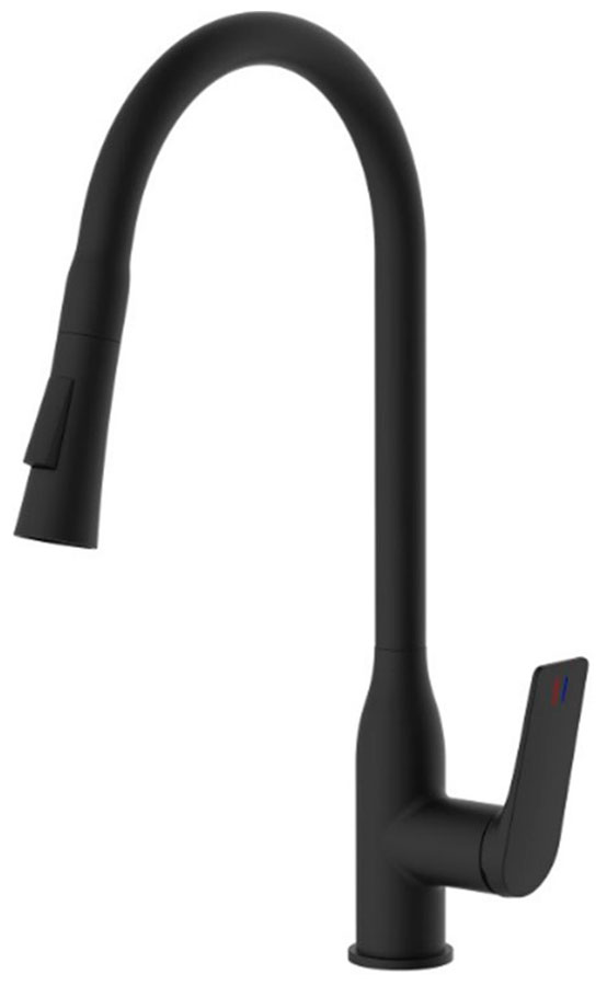 Изображение товара Кухонный смеситель Haiba HB816-7 черный из латуни с поворотным изливом и керамическим картриджем