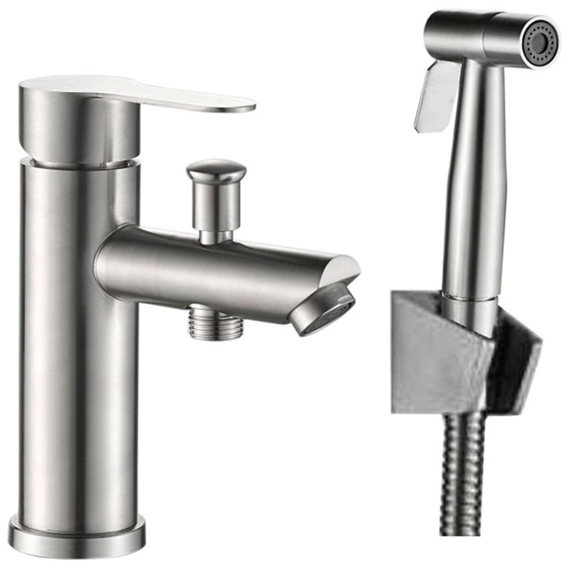 

Смеситель для раковины с гигиеническим душем Haiba HB801/сталь HB12801, Серебристый