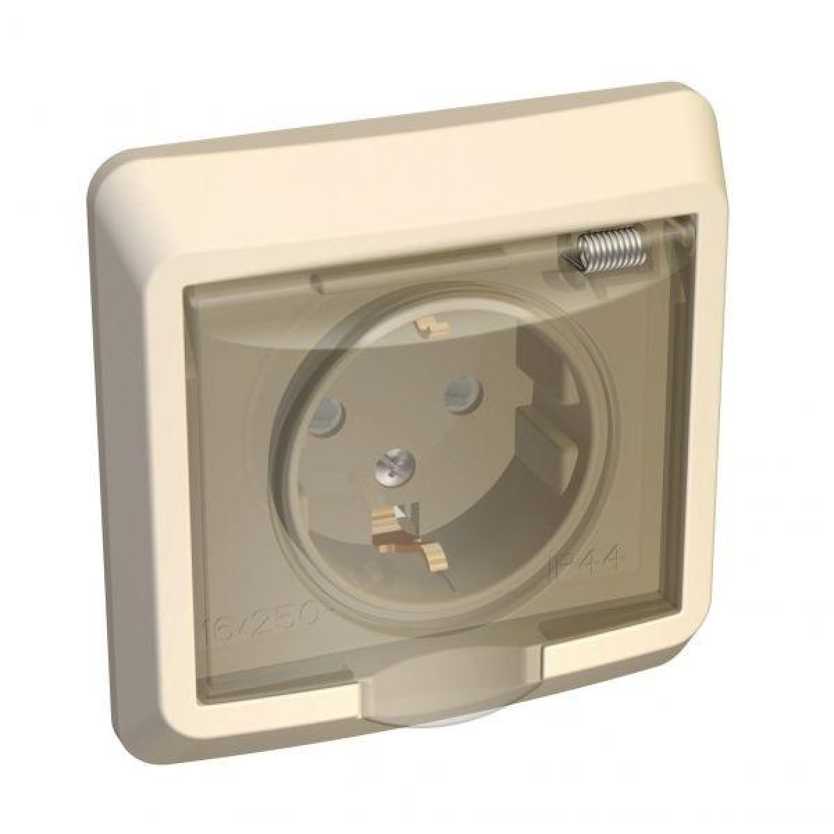 Изображение товара Розетки Systeme Electric Розетка 1-м СП Этюд 16А IP44 250В с заземл. защ. шторки крем. SE