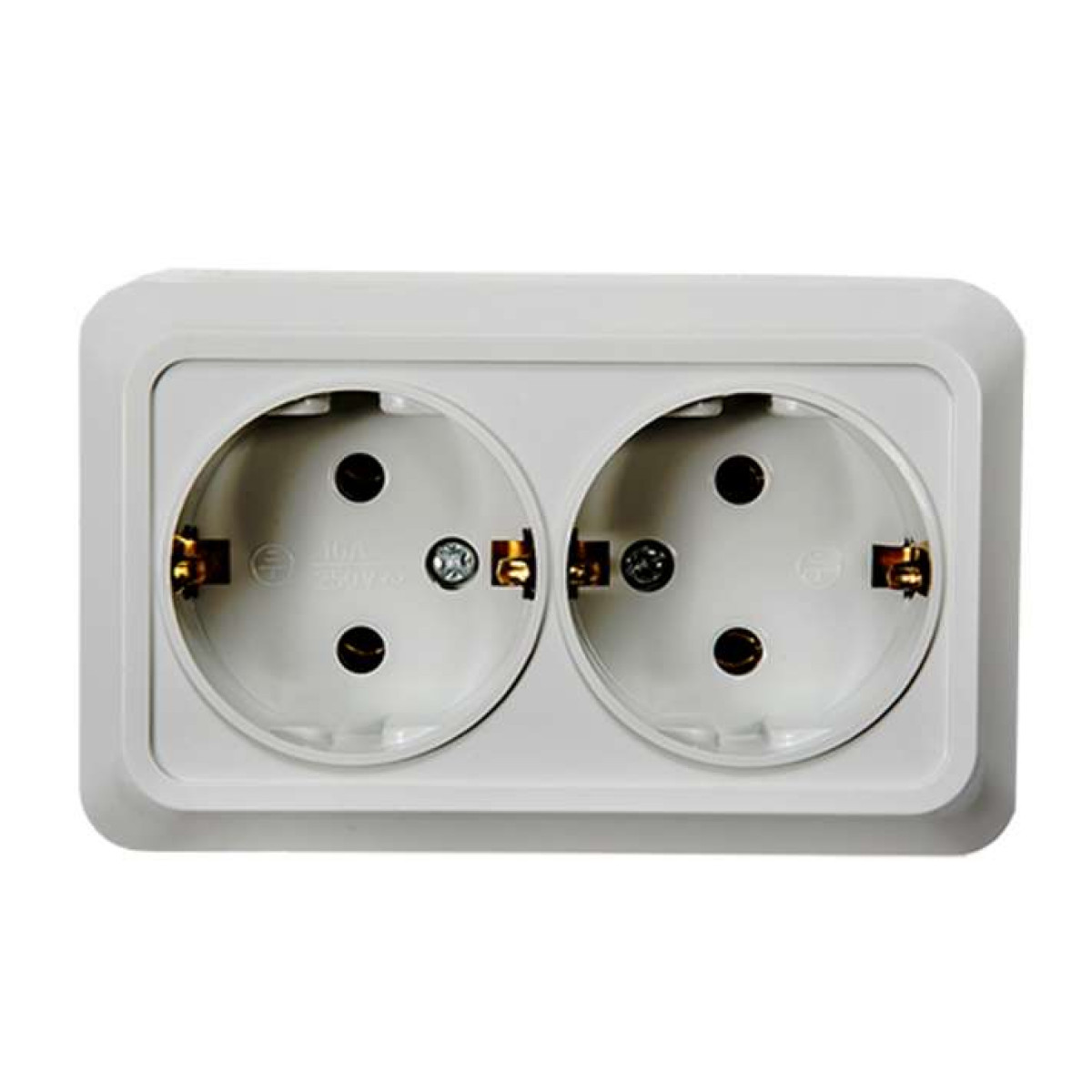 Изображение товара Розетка In Home BOLLETO с заземлением 2 гнезда наклонная белая IP20