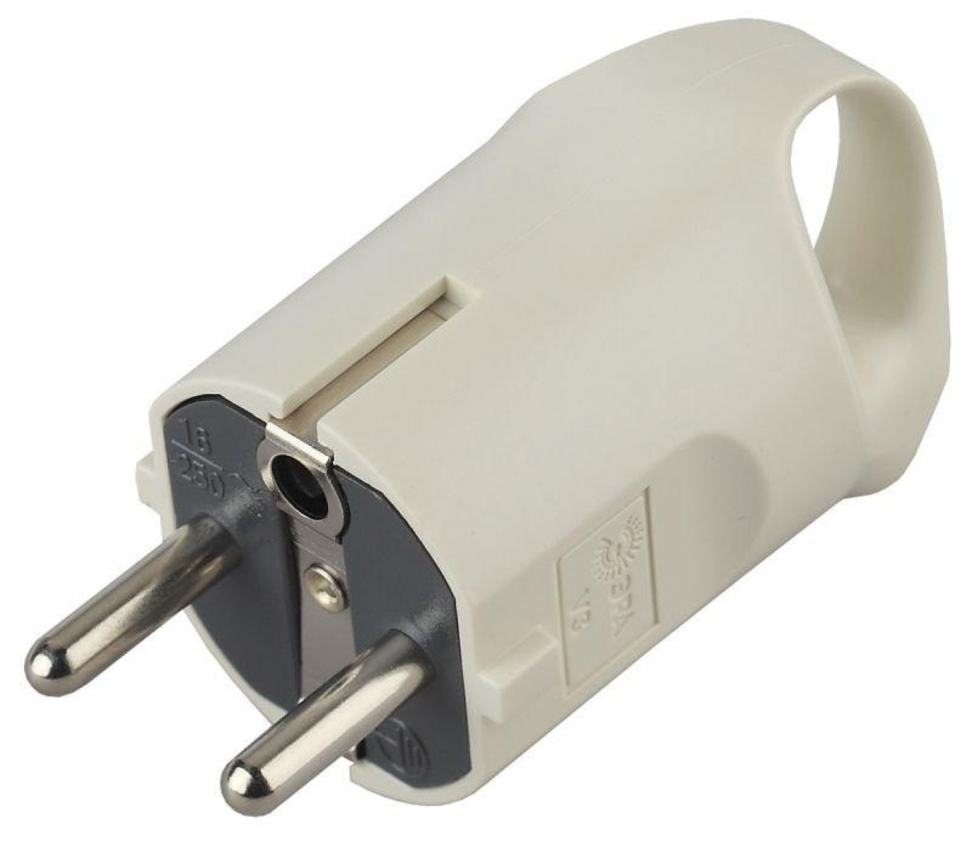 Изображение товара Вилка ЭРА V3 16А с заземлением и кольцом непрямого ввода белая