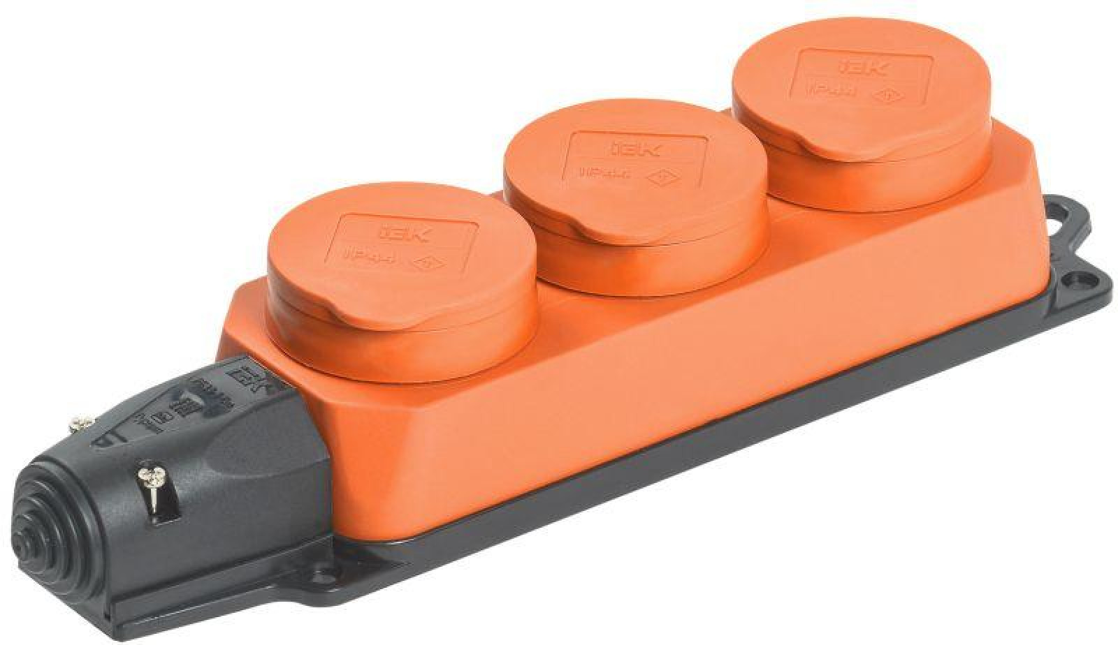 Изображение товара Переходник IEK Розетка 3-м ОМЕГА РБ33-1-0м IP44 каучук оранж