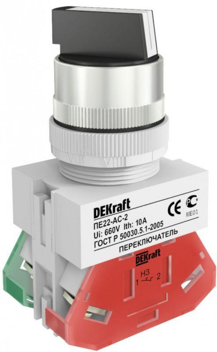 Изображение товара DEKraft ПЕ-22 AC-2 переключатель двухположный d22 мм черная ручка