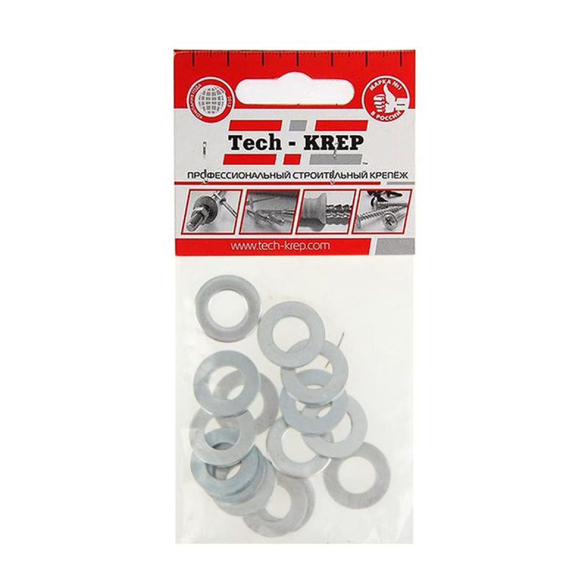 Изображение товара Шайба плоская М10 цинк DIN 125 Tech-KREP упаковка 15 штук